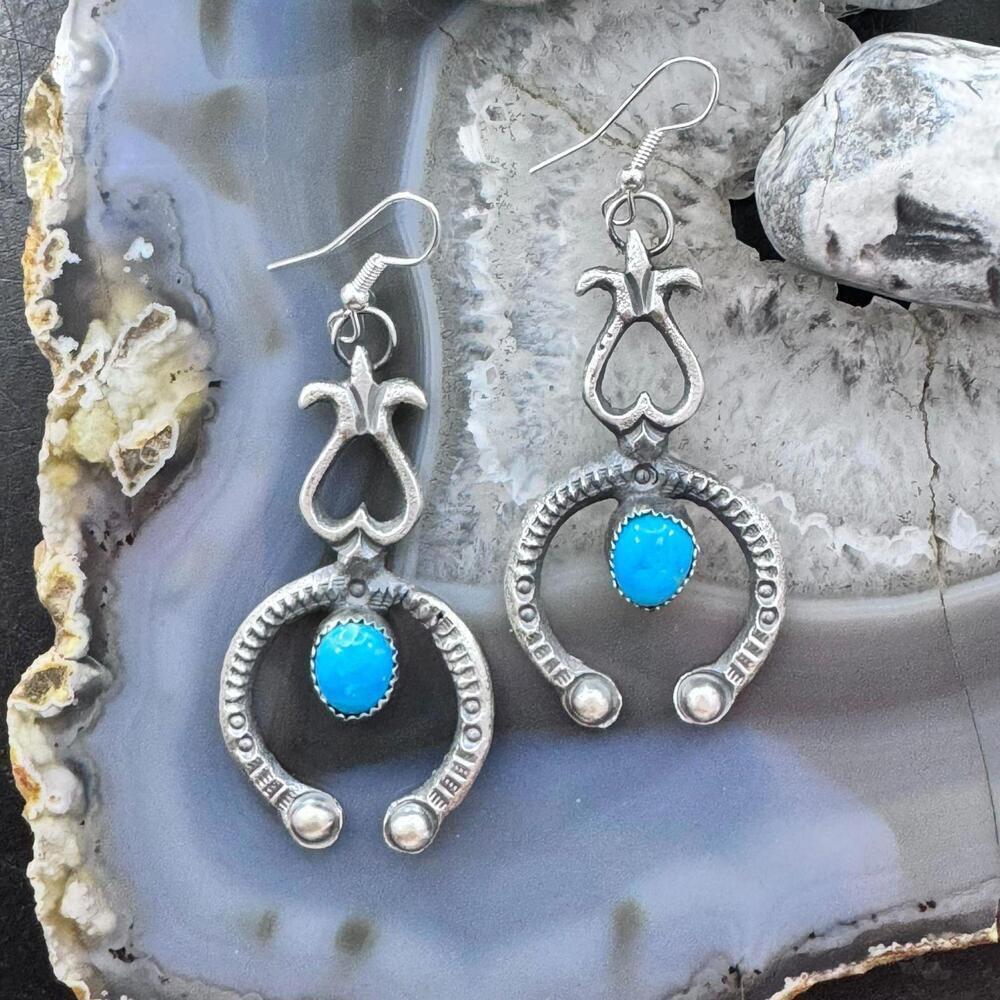 Eva & Linberg Billah Sterling Oval Turquoise Naja Dangle Earrings For Women